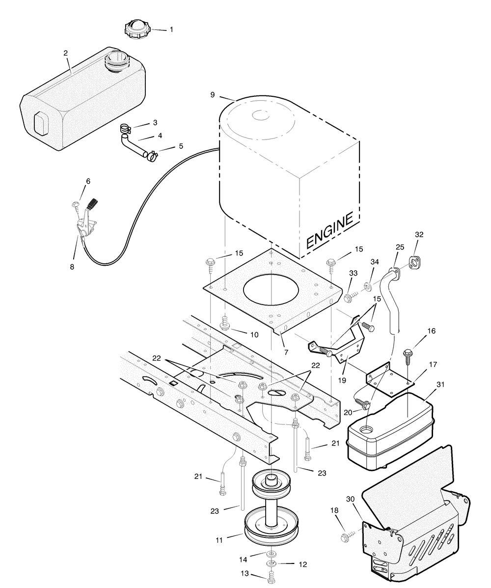 Engine Mount Diagram and Parts List for 385011X50C 2004 Briggs and Stratton Lawn Tractor